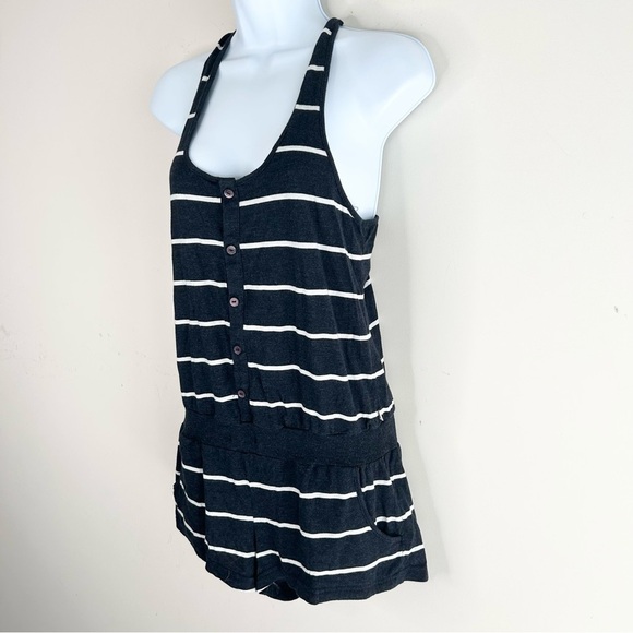 Aritzia TNA Striped Romper Playsuit jumpsuit Navy Blue Sleeveless Racerback XS - Picture 15 of 16